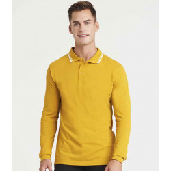 AWDis Long Sleeve Tipped 100 Polo Shirt