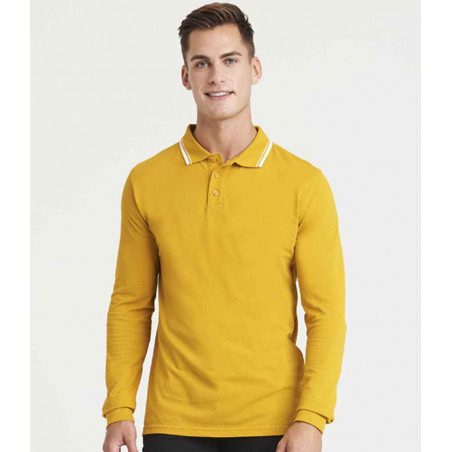 AWDis Long Sleeve Tipped 100 Polo Shirt