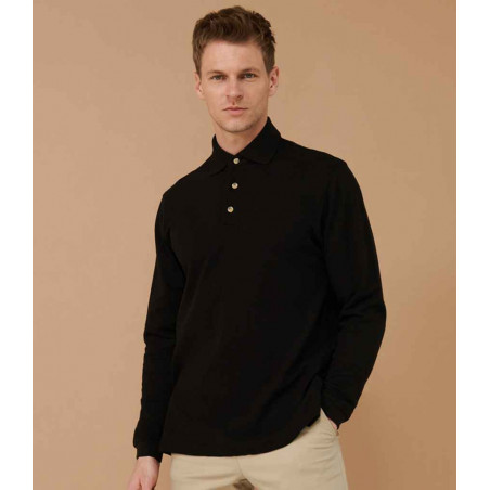 Henbury Long Sleeve Cotton Piqué Polo Shirt