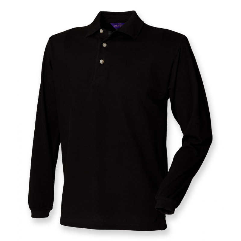 Henbury Long Sleeve Cotton Piqué Polo Shirt